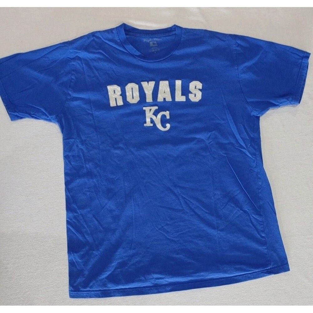 Wright & Ditson KC Kansas City Royals Blue Sewn On Letters MLB T-Shirt Adult XL